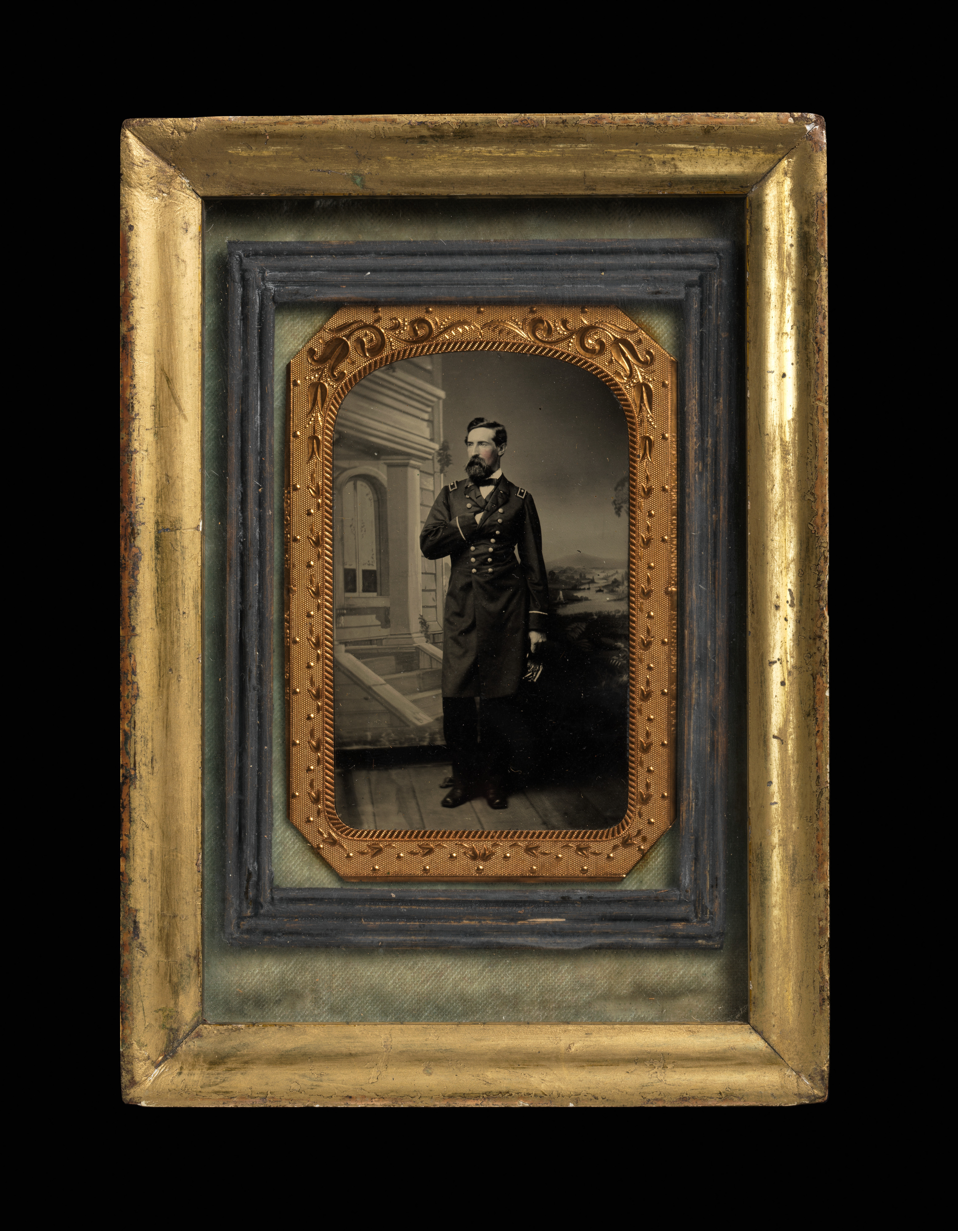 [Union Civil War General, Standing in Studio with Elaborate Painted Backdrop]