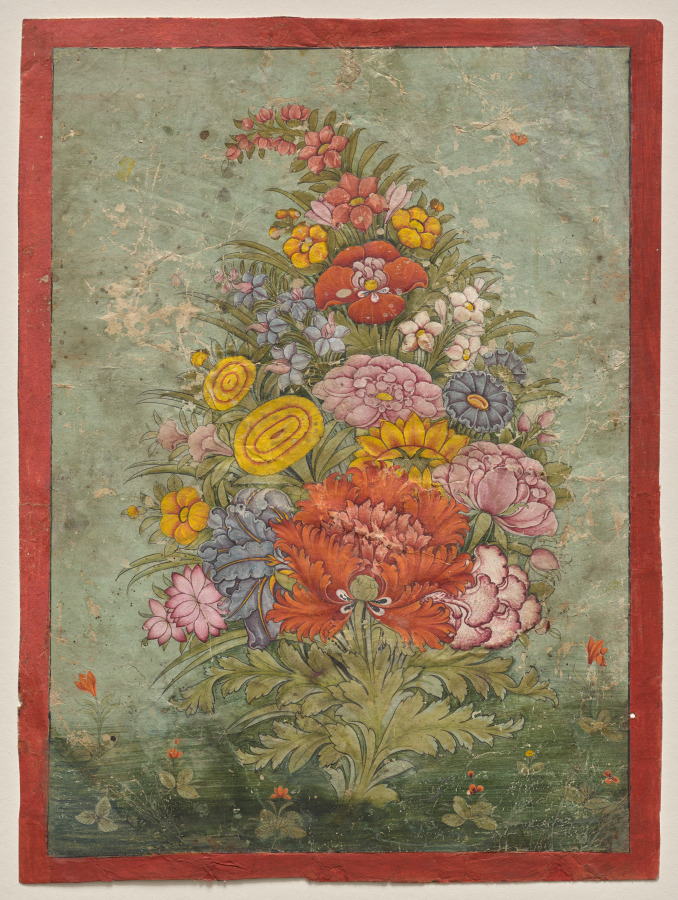 Still Life: Bouquet of Flowers Emerging from the Grass