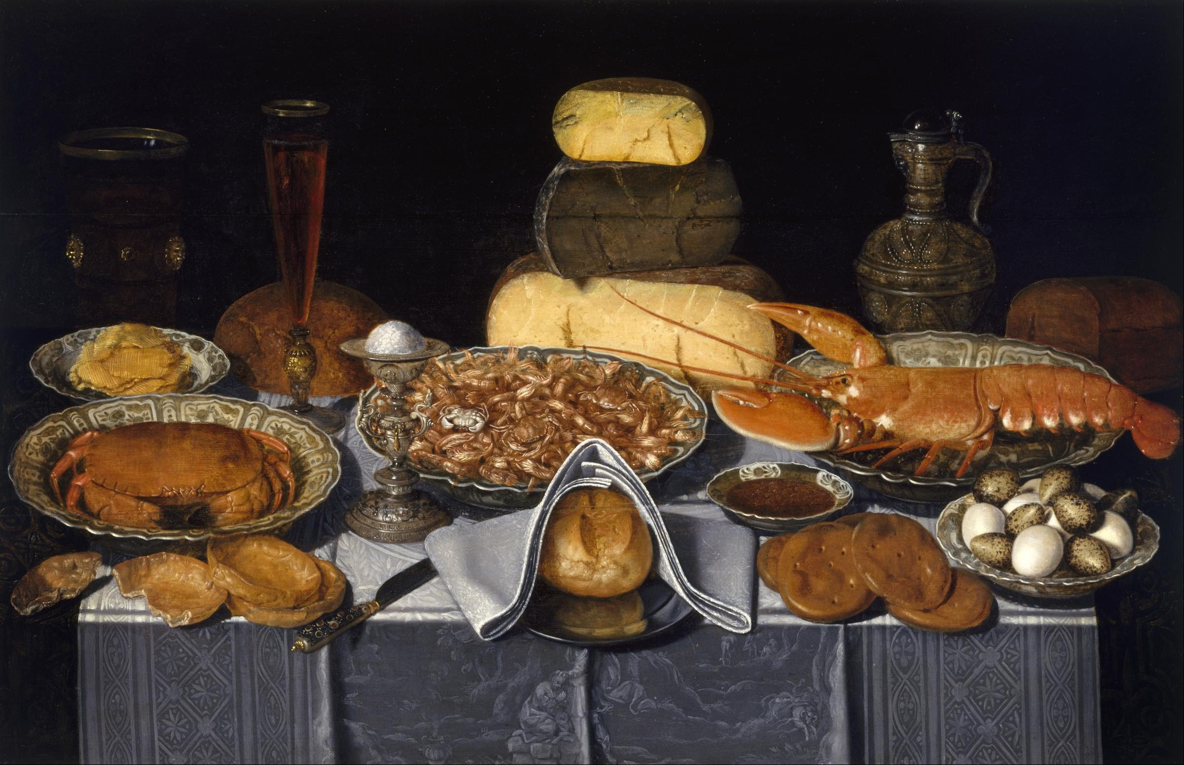 Still Life with Cheeses, Almonds and Pretzels